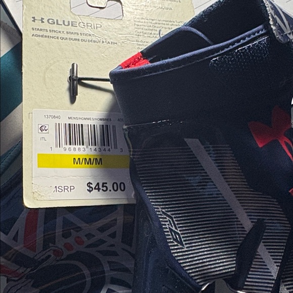 Under Armour Blue and Red Athletic Gloves - Picture 3 of 3